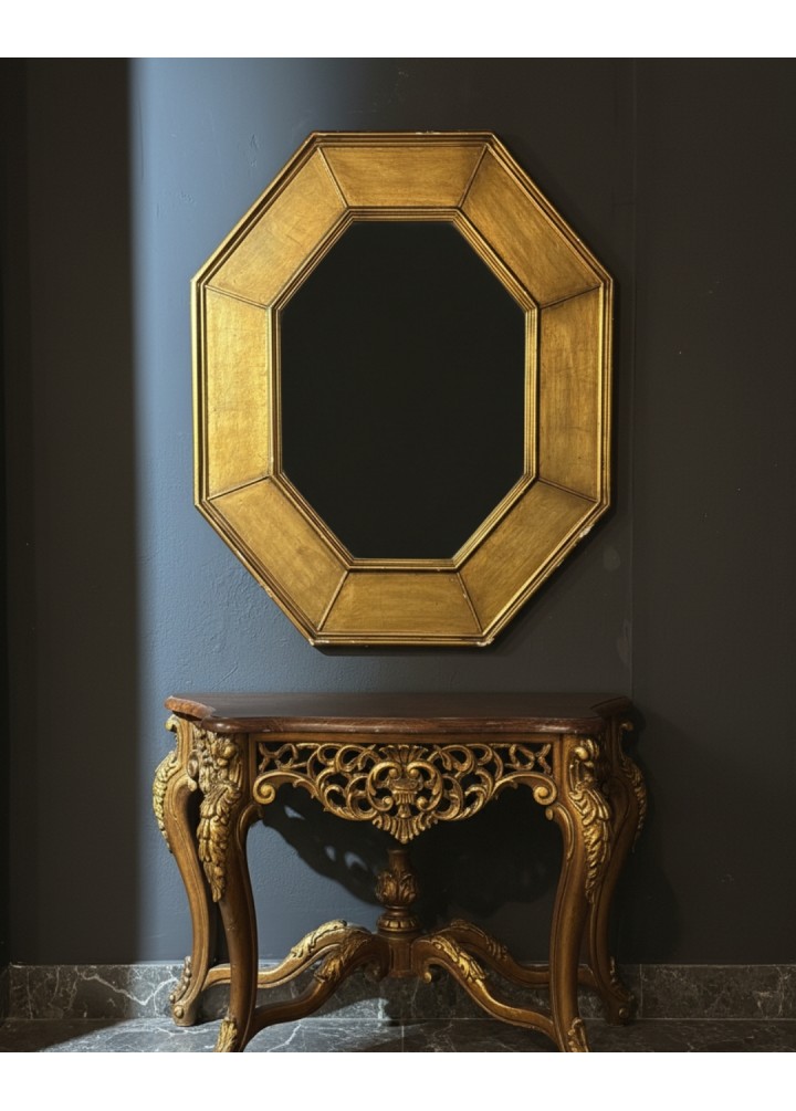 Barok Octagon Altın Varak Ayna