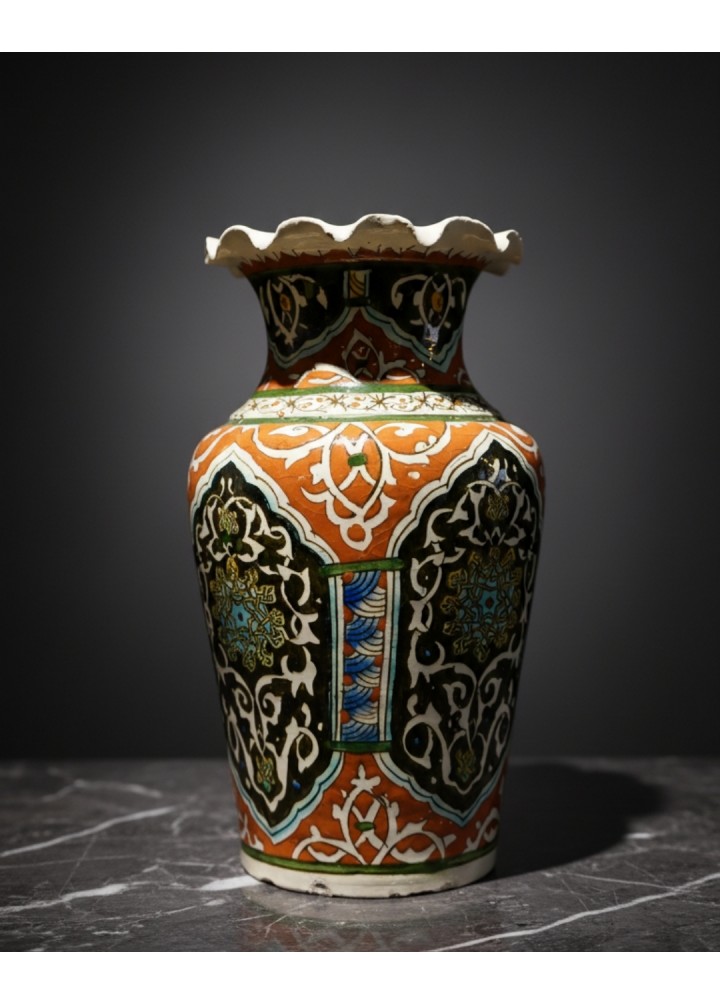 Kirpik Ağızlı Armudi Kütahya Vazo - İmzalı